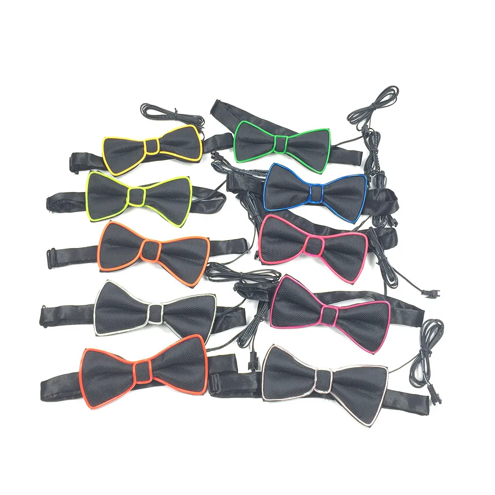 Wholesale Flashing LED Bow Tie Light Up EL Wire Necktie Bowtie Jazz Bowtie Adult Performance Props Glow Party Neck Bowtie