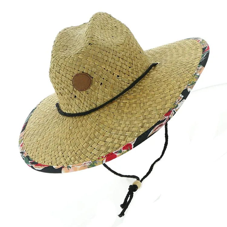 2021 stylish new arrive design quality mexican sombrero wide brim lifeguard surf straw hat beach custom made for wholesale
