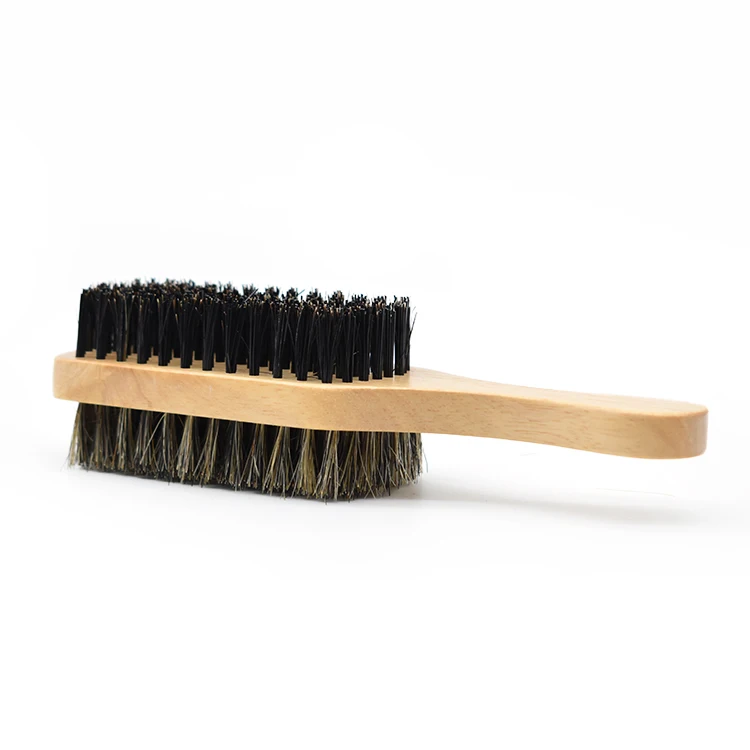 Best selling men portable neck brush wooden double sided boar bristle beard brush