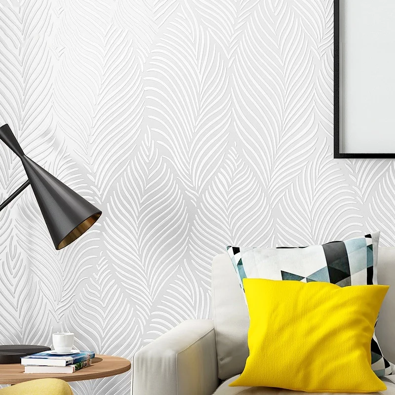 Factory Price 3D Wall Panels Textured Solid Color Modern Minimalist Feather Wallpaper For Living Room Bathroom
