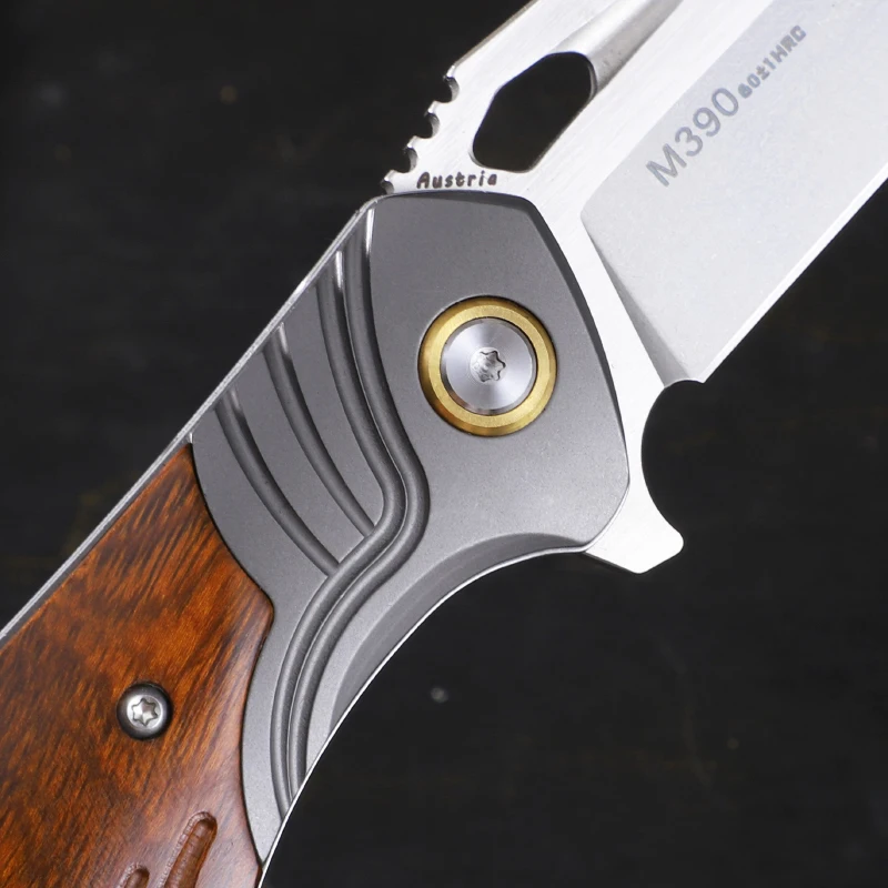 M390 Powder steel Hot selling pocket Knife  with North America desert ironwood handle for Outdoor Tactical Survival