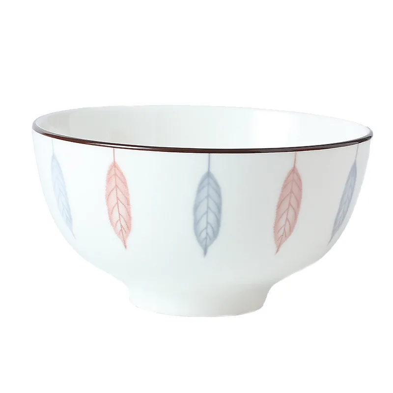 Hot Selling Nordic Style Leaf Pattern White Ceramic Household Dinnerware Set
