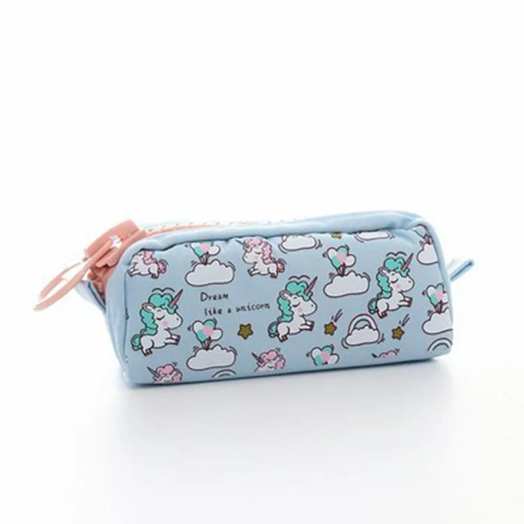 Large Capacity Cute Kid Kawaii Glitter Sequin Unicorn Stationary Pencil Case