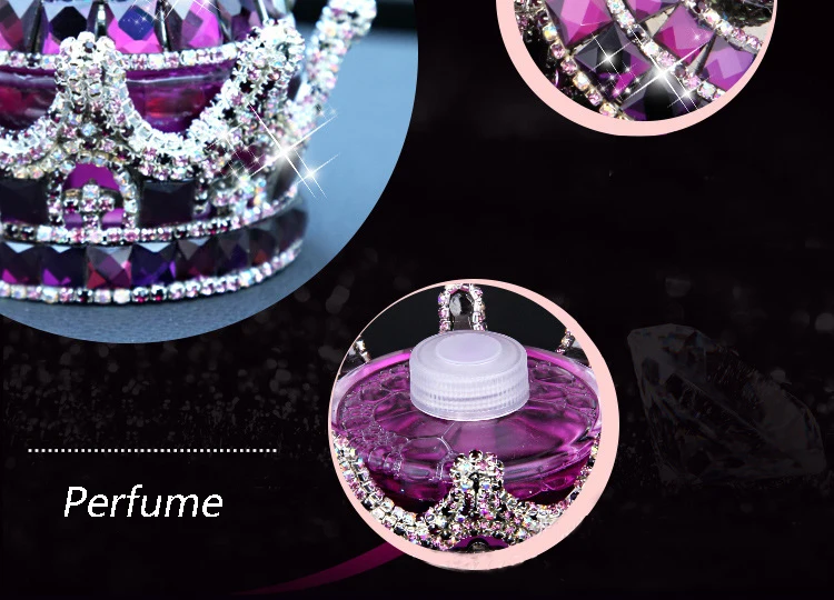 Amazon Supply Luxury Crystal Crown Car Decoration Home Office Air Freshener Crystal Car Perfume Bottle for Dashboard Display