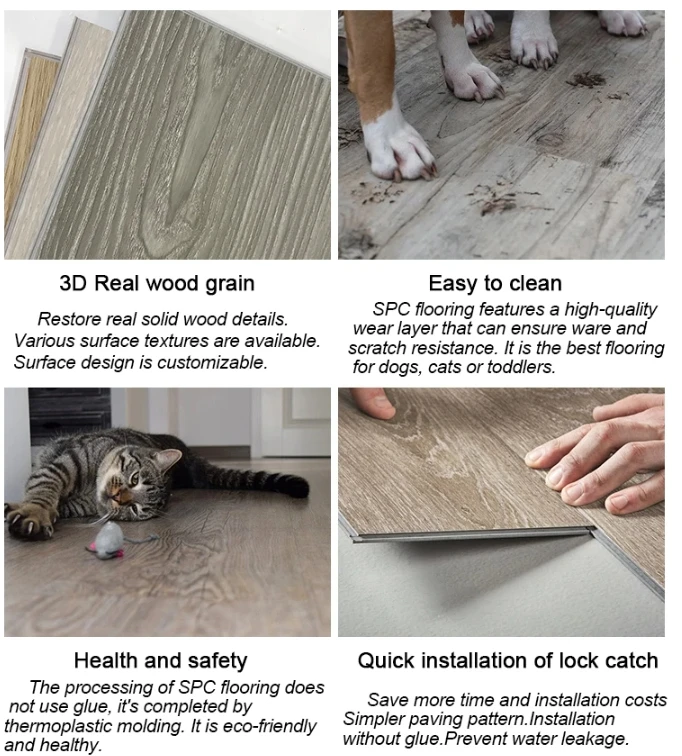 Factory wholesale Indoor Waterproof SPC Interlocking Wood Style Vinyl Plank Flooring Click Lock Parquet Tiles