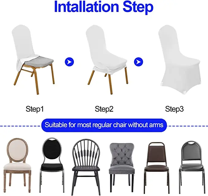 Wholesale White Black Washable Polyester Spandex Stretch Wedding Decoration Party Banquet Chair Cover For Events Living Room