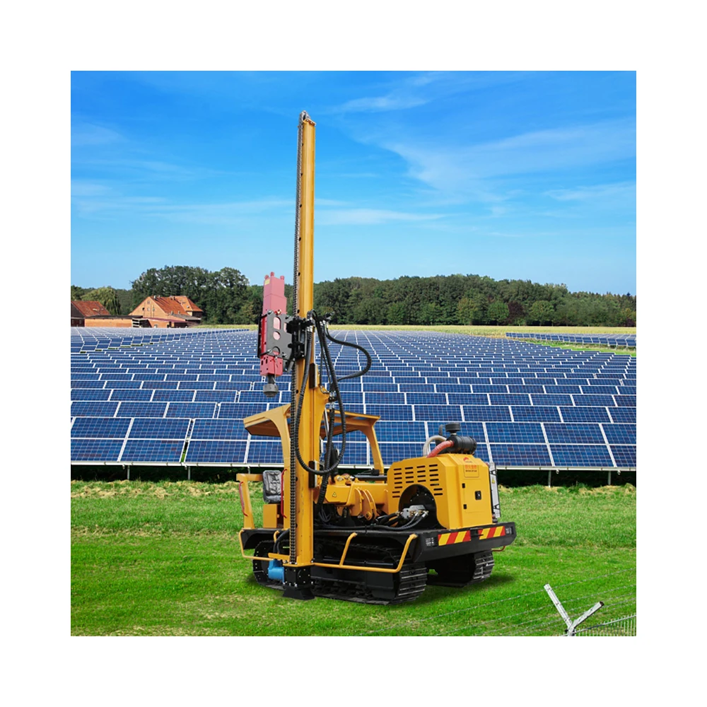 Solar Pile Driver Crawler Type Equipped with High-Frequency Hydraulic Hammer Easy Operation