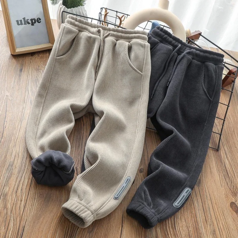 Winter New Baby Pants Corduroy Boys Fur Touseres Casual Fur Length Kids Pants2-10Y Children