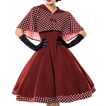 Vintage Dress 2022 New Women Dress+Cape Retro Rockabilly 50s Style Two Piece Black Dress Elegant Ladies fashion Midi Blouse