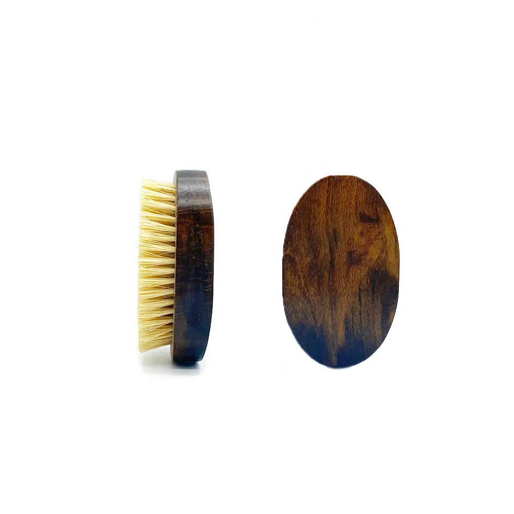 OEM Brown Wooden Beard Brush Customized 100% Vegan Sisal Hair Brush for Men Beard Grooming Barber Style