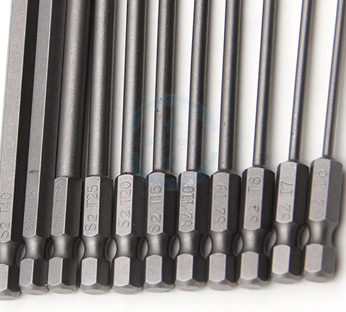 11pc 100mm hollow plum blossom lengthening S2 hexagonal handle screwdriver head batch set