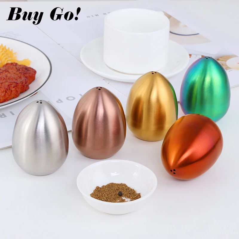 
Egg Shape Metal Salt Pepper Spice Jar Bottle Container Seasoning Tank Stainless Steel Spice Shaker 