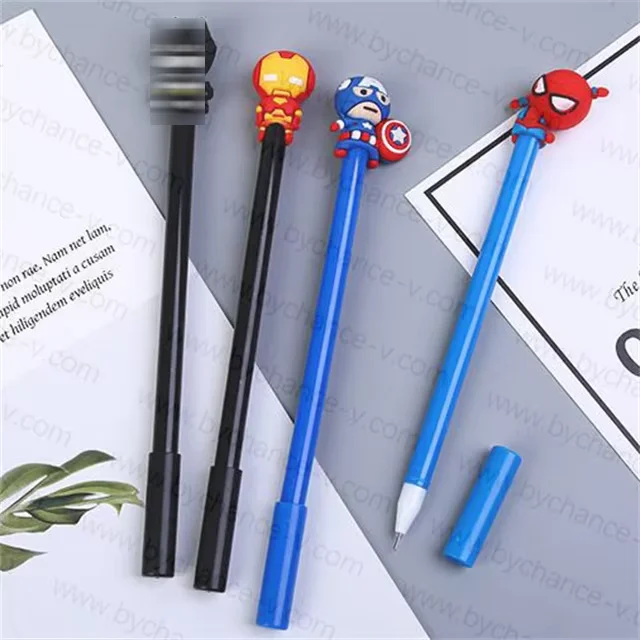 hotsale cheap superhero stationery free gift for kids thank you gift cute gel pen with super hero topper for party giveaways