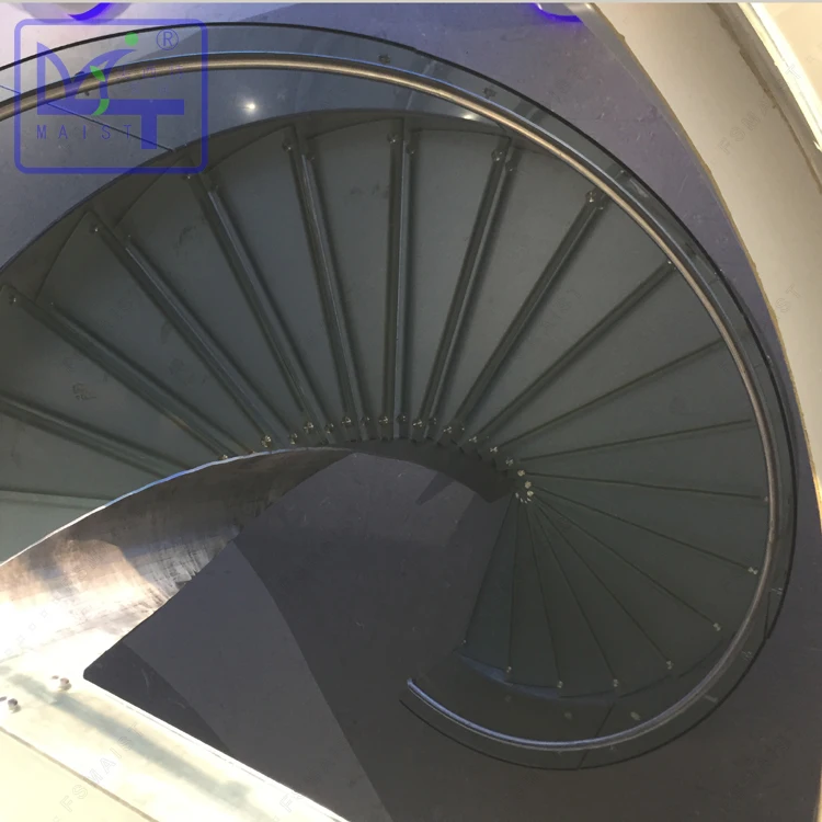 Glass stair LED stainless steel spiral staircase made in China-Maist