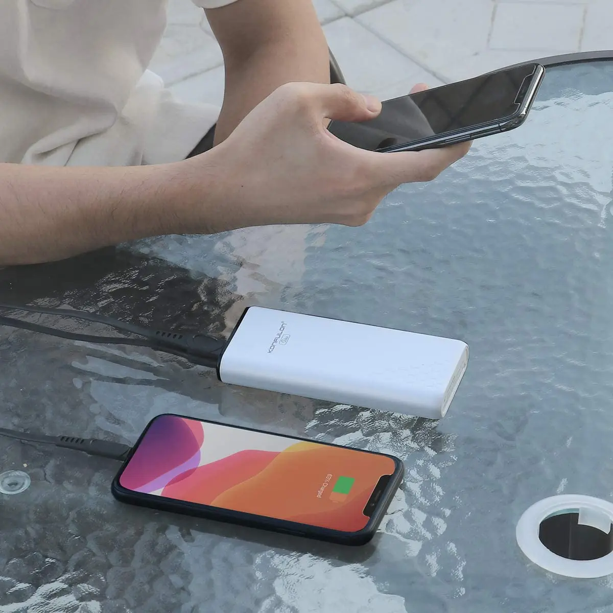  Konfulon Высокое качество двойной USB портативные зарядные устройства банк 20000 мАч с 3 Вход светодиодный дисплей батарея портативного