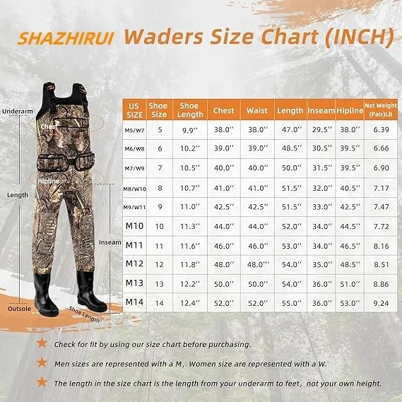 SHAZHIRUI Fishing Waders for Men, Chest Waders for Women with Boots Waterproof, Neoprene Waders for Hunting