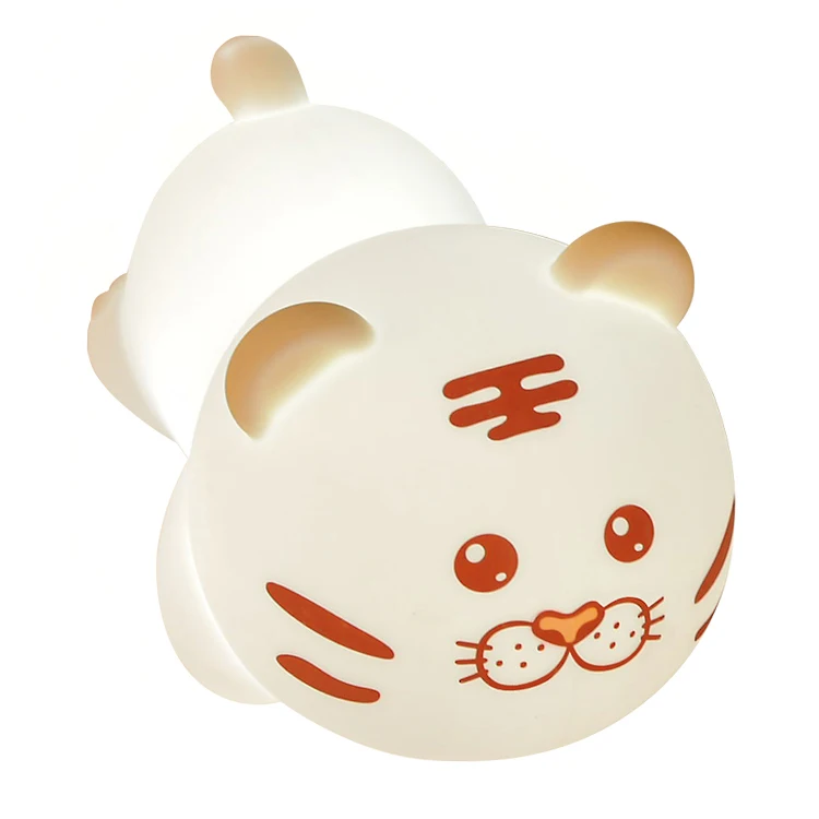 2025 Lovely Round Tiger Silicone Lamp Warm Night Light Toy for Kids Bedside Gift Baby Home Use