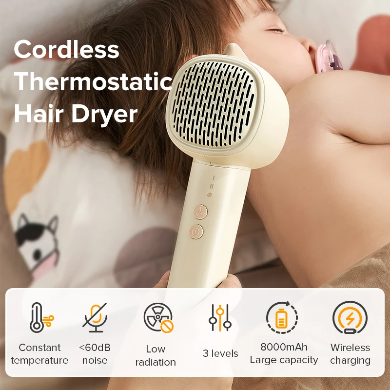 Wireless Rechargeable Cartoon Shape Baby Hair Dryer For Baby Butt Care