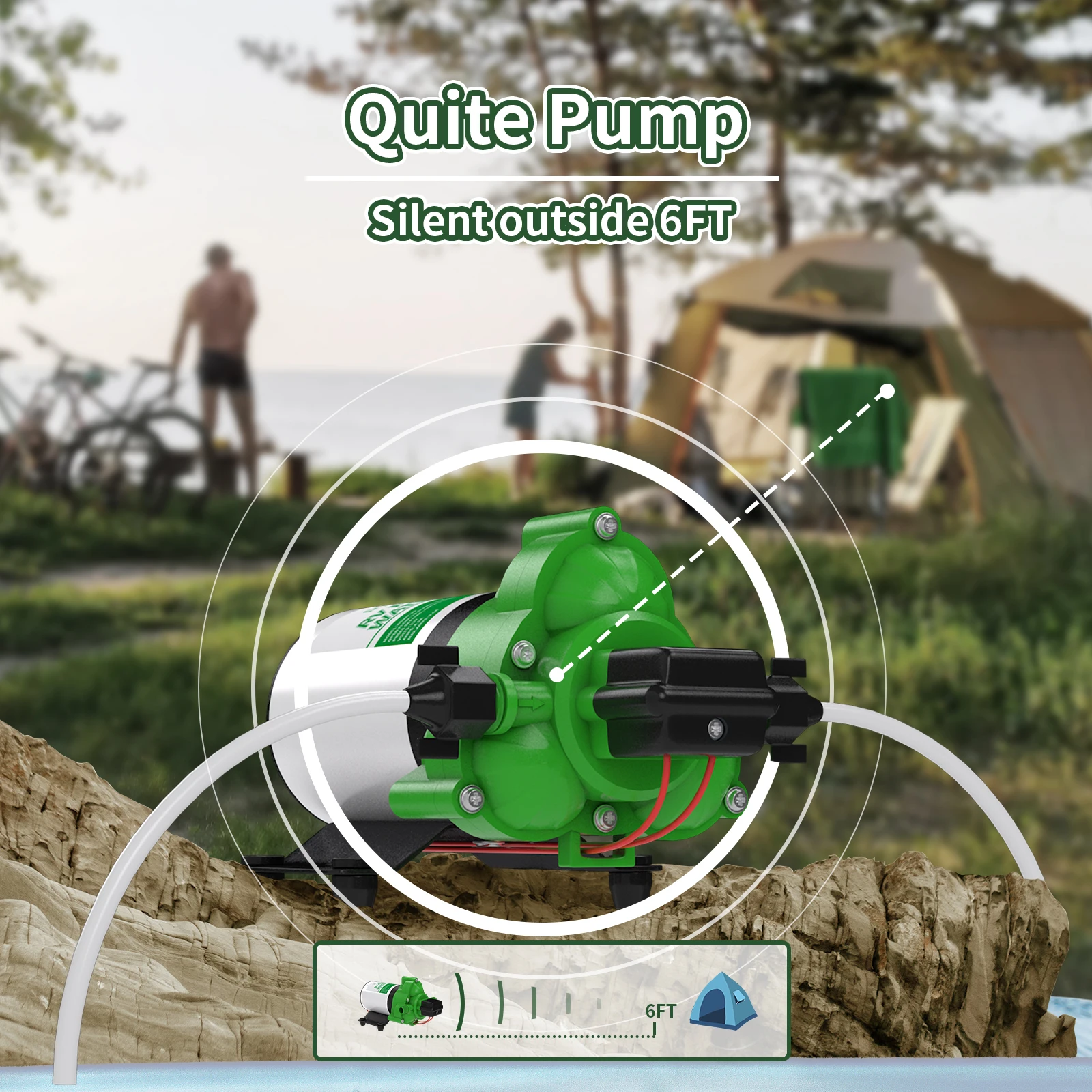 RVGUARD Fresh Water Pump, 12V DC Self Priming Diaphragm Water Pump, 3.5 GPM with Strainer Filter And Adapters