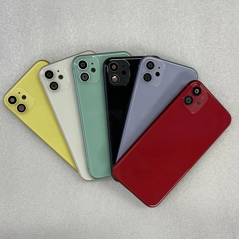Оригинальное заднее стекло корпуса с подносом для карт боковой ключ Iphone 11 сменная задняя крышка аккумулятора стеклянная
