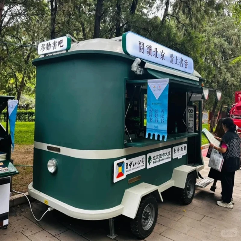 Custom Shaped Mobile Coffee Food Truck Milk Tea BBQ Barbecue With Full Small Kitchen Street Mobile Cart