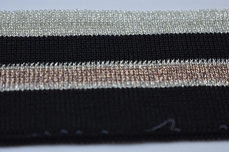 Polyester striped knitting rib fabric cuff product type flat knit rib collar