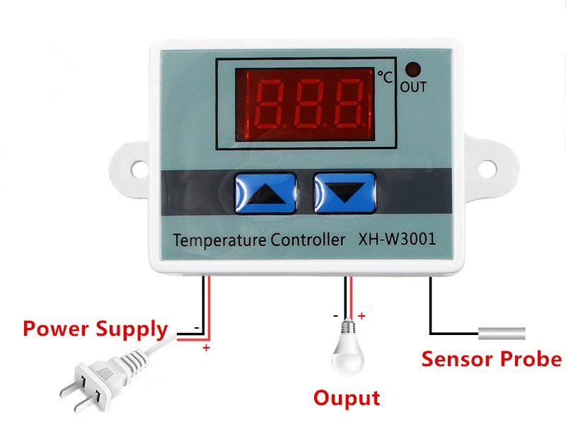 XH-W3001 10A Digital Temperature Controller 12V, 24V, 220V Quality thermal regulator Thermocouple thermostat with LCD display