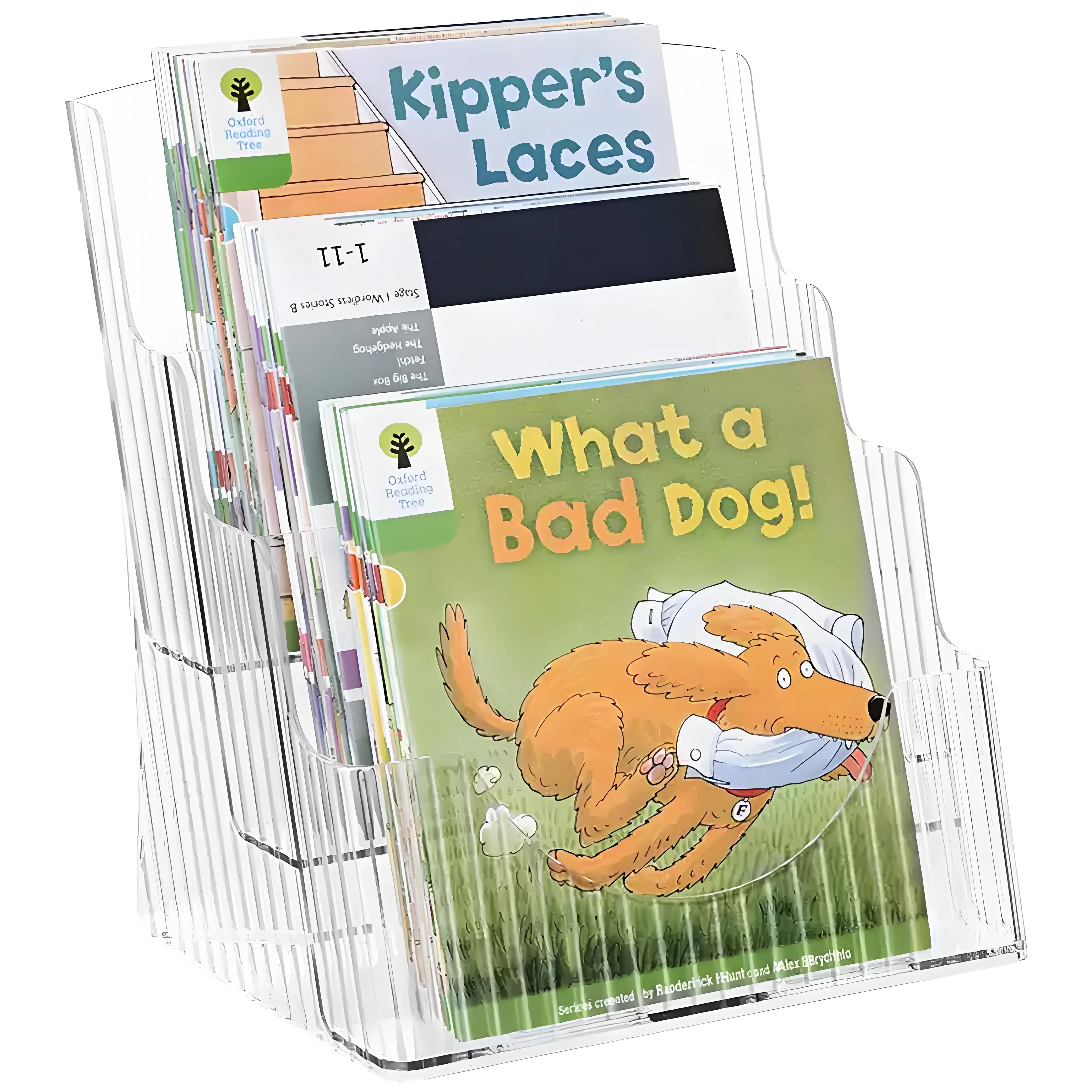 3 Tier Acrylic Brochure Holder, Clear Literature Organizer Magazine Rack for Wall or Workbench Brochure Display