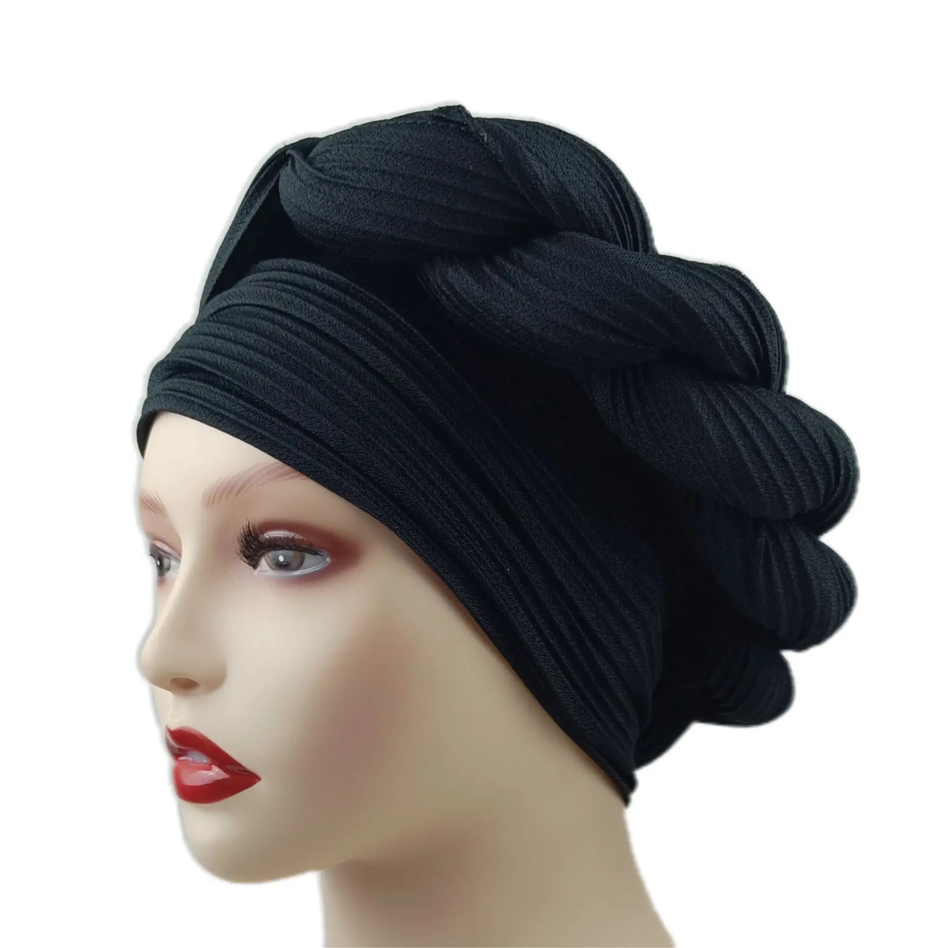 Custom Design Head Wraps Durag Braid Nigerian Auto Gele Headties Turban For Women