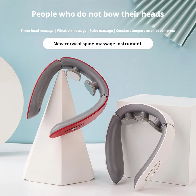 Tens low frequency pulse heating cervical massage wireless 4D deep tissue shiatsu vibration smart neck massager with 6 modes