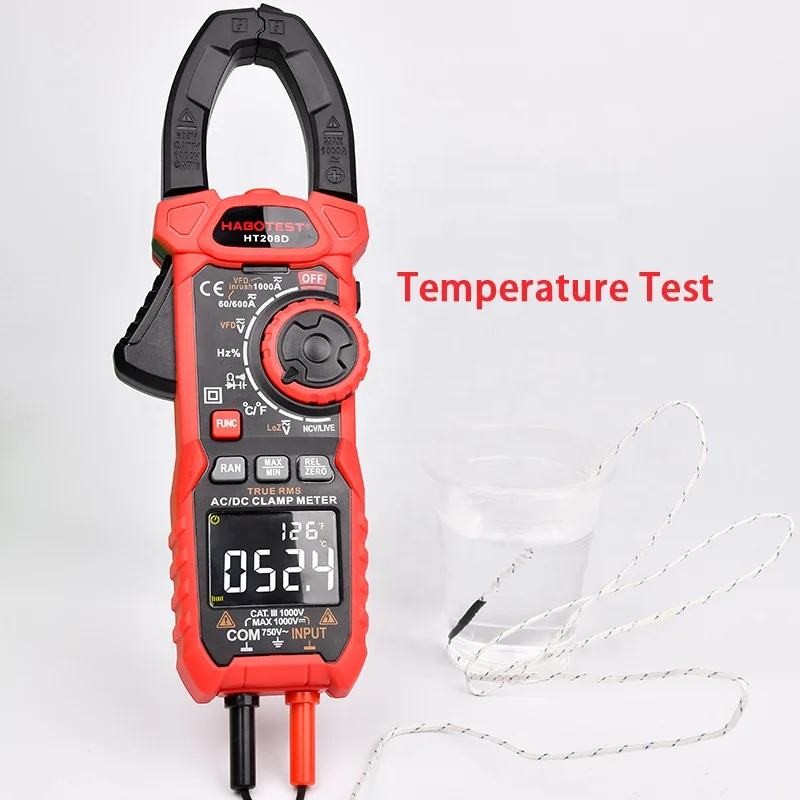 Habotest HT208D клещи переменного тока AC/DC Напряжение тестер сопротивления цифровой профессиональный 1000V измеритель напряжения 1000A пускового Pinza Amperimetrica