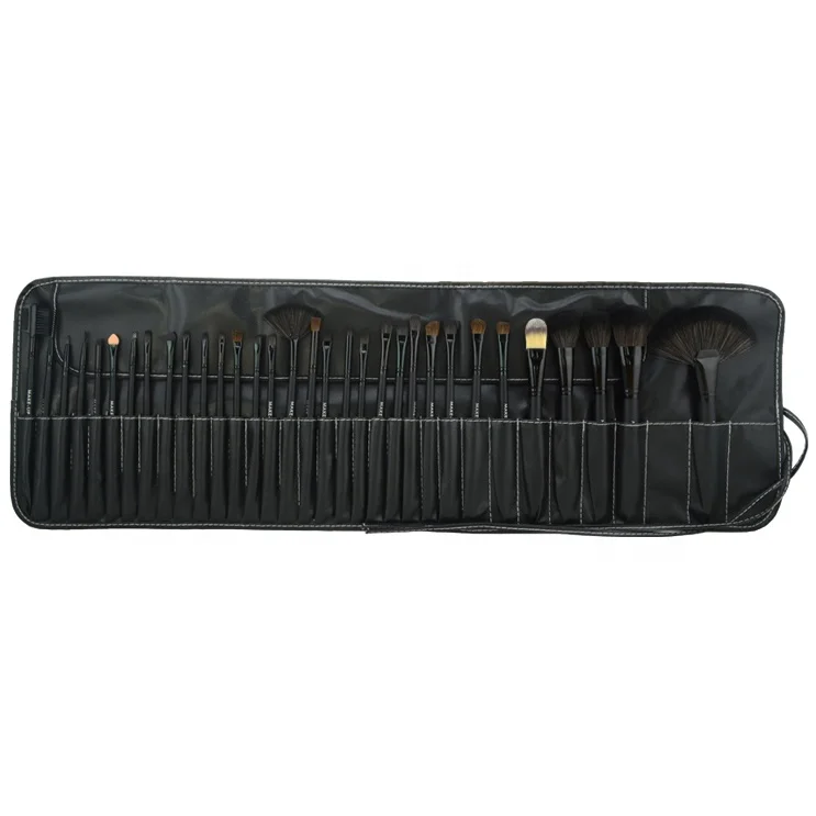 
odm professional custom vegan private label brand 32 goat hair 32pcs 40 pcs 32 piece makeup brush set with brush with pouch 