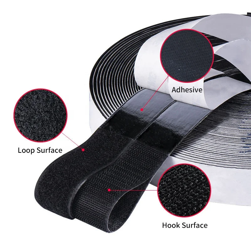 Custom Printed Nylon Soft Fabric Carton Tape Roll Self Adhesive Fastener Hook and Loop Tape