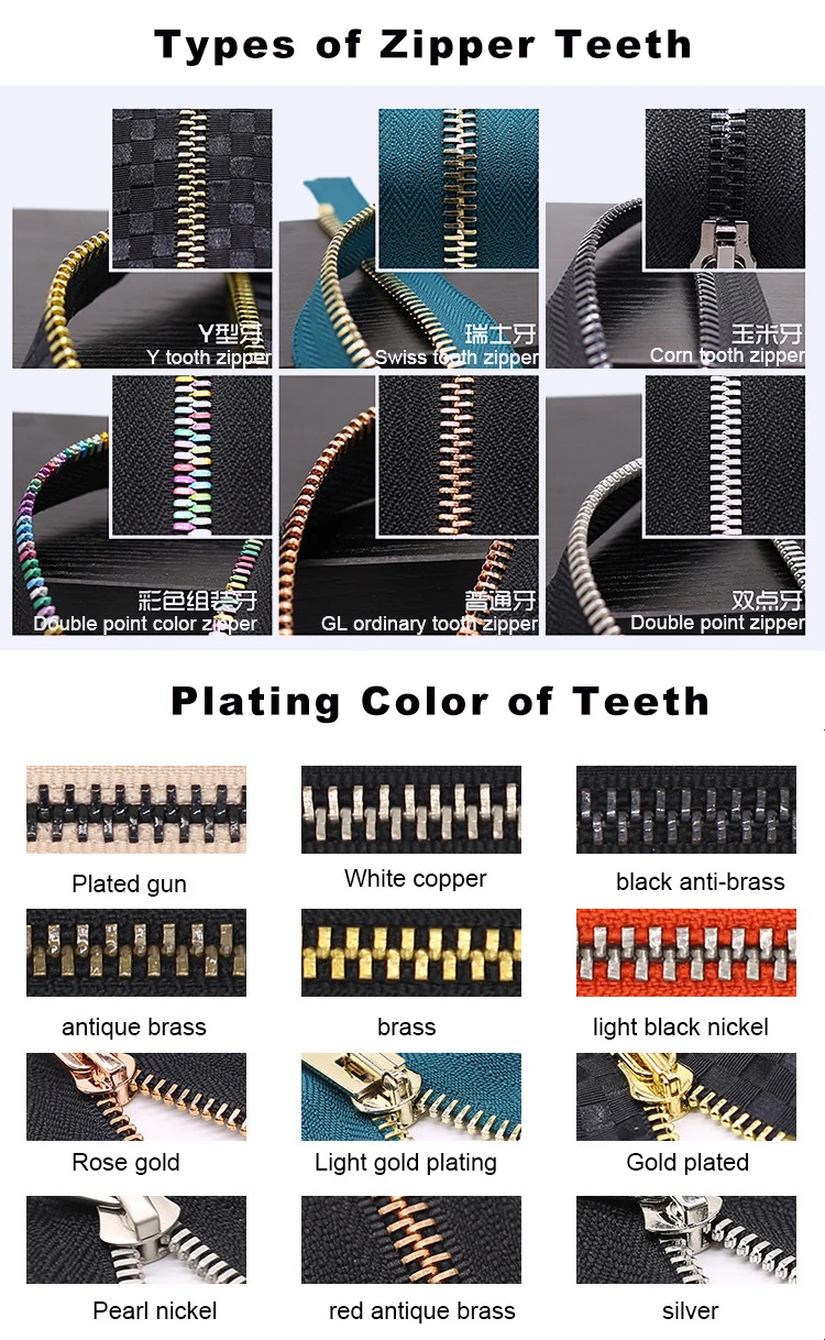 Metal zipper