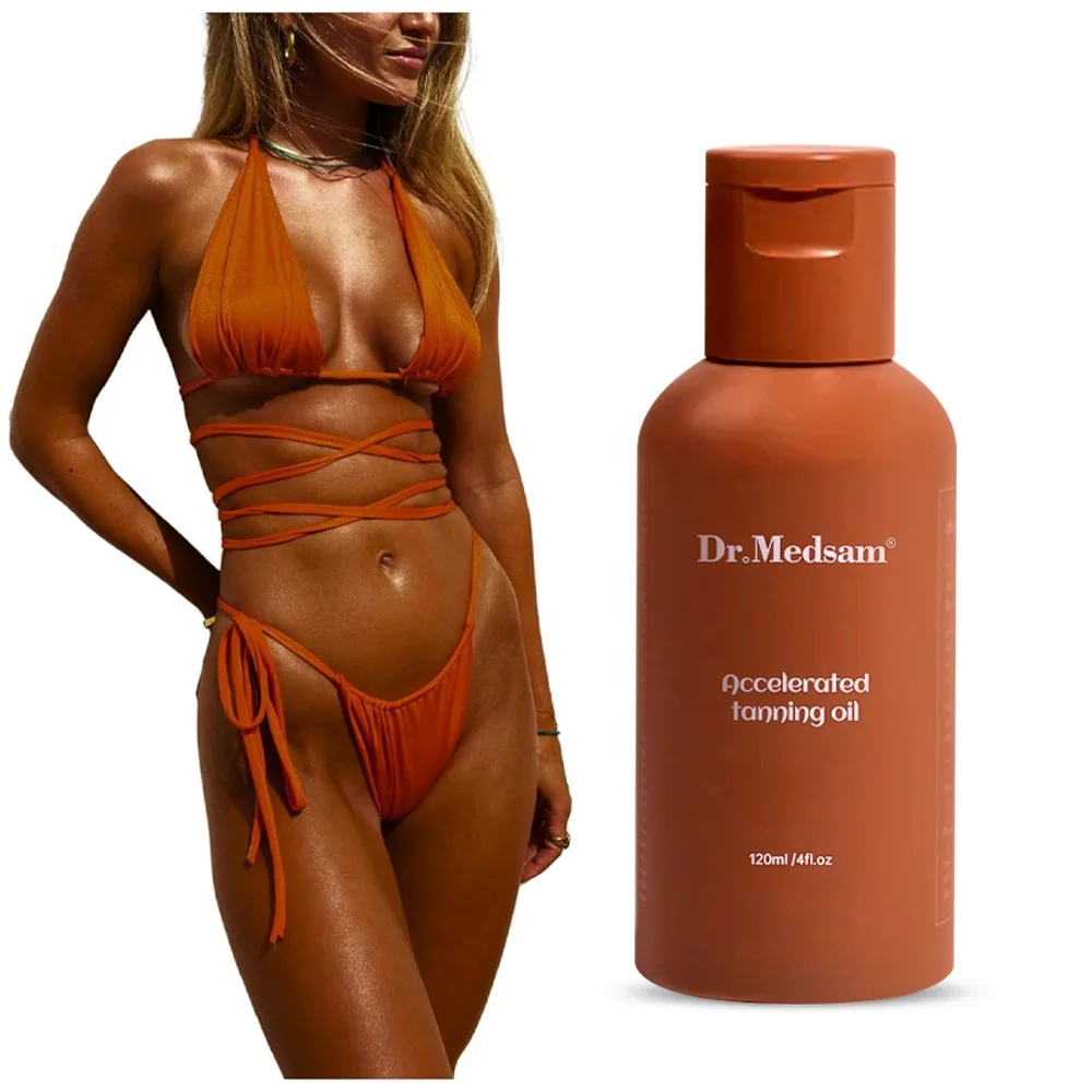 Vegan Natural Organic Accelerator Sun Tanning Oil Fast Bronze Tan Body Tanning Lotion OEM