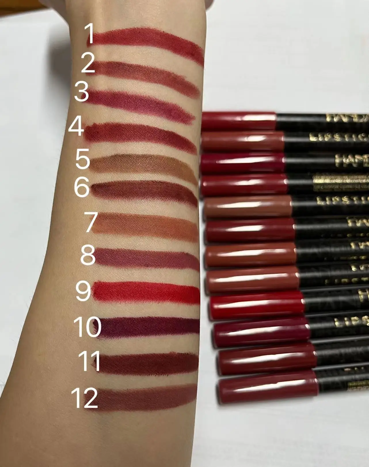 HANDAIYAN Matte Lipliner lipstick Pencil Set 12 Colors Customized Private Label Lip Tint High Pigment