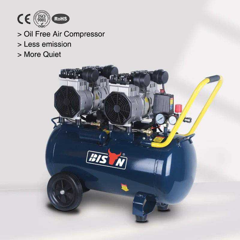 Bison 120 Psi 50l 50 Litre Portable Two Stage Silent Oil Free Piston Air Compressor for Air Tools
