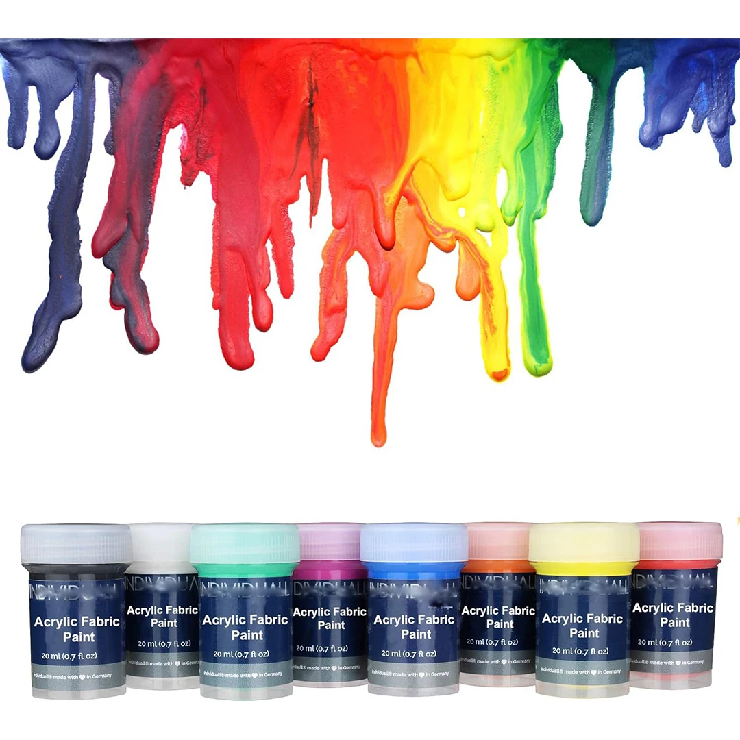 Premium Professional Clothing 8 x 20 ml / 0.7oz Vivid Colors For Beginners Students Artists Fabric Textile Paints Set