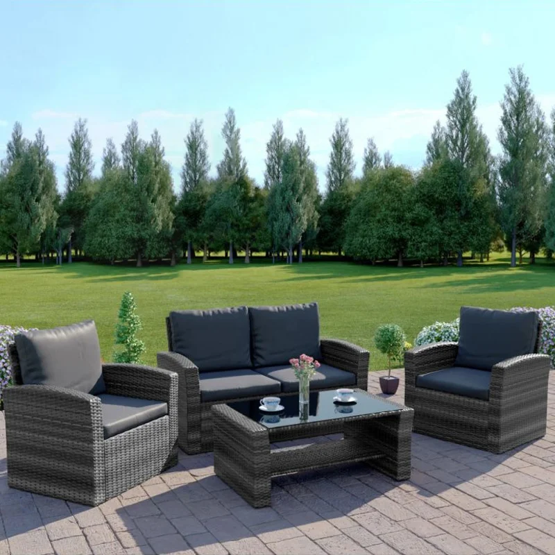 Contemporary Outdoor Rattan Small Size Sofa Furniture Outdoor Leisure Coffee Table and Sofa Set Hot Selling