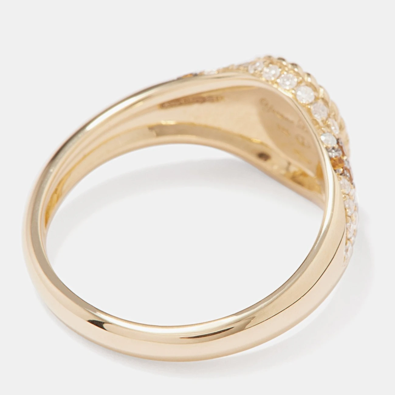 Firstmadam 14K Gold Champagne Diamond Cluster Setting Diamond Pinky Ring For Women