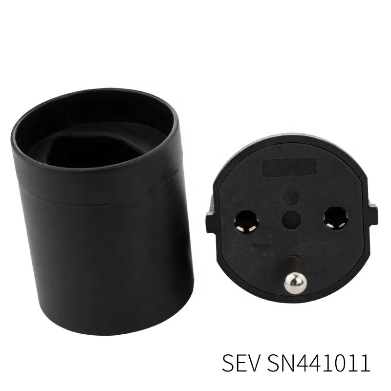 SEV SN441011 Swiss plug IEC60884 Class Ideal EU to Swiss Fix Adapter Type J Plug Adapters France Schuko to Switzerland Adapter