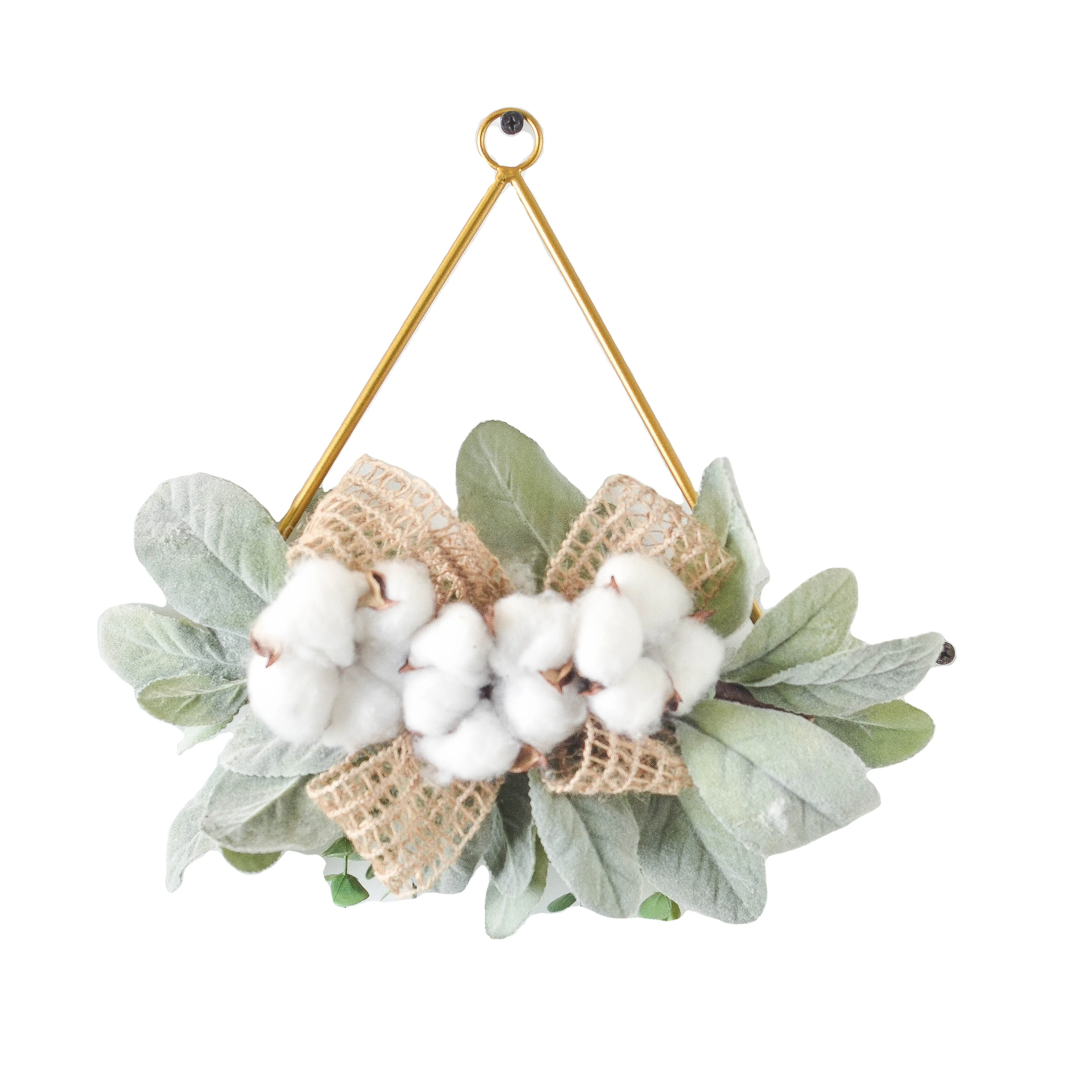 New Garden Home Festival Wedding Occasion Geometric Wall Decoration Cotton Lemon Leaf Tassel Flower wreath Wall Hanging Garland