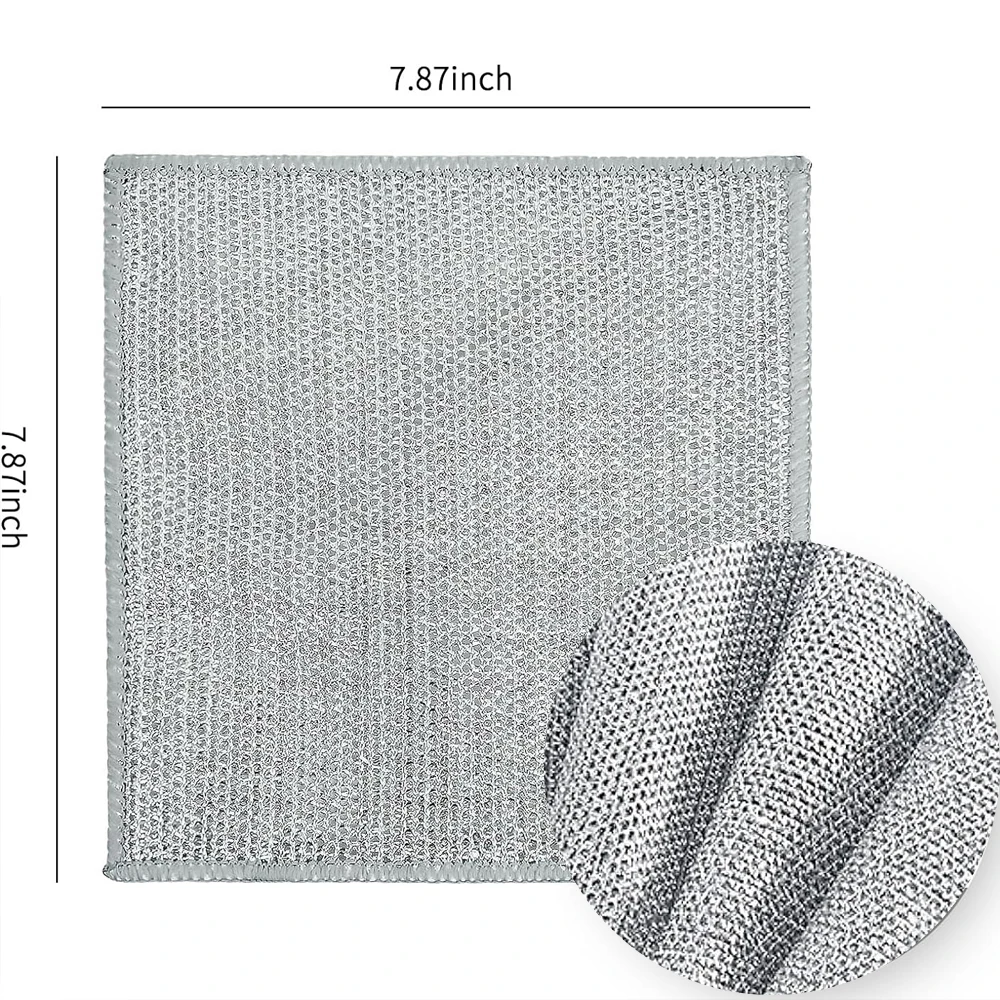 20*20cm SS Power Scrub Cloth Double-Sided Mesh Metal  Wire Dishwashing Rags Wire cleaning cloth steel wire dishwash cloth