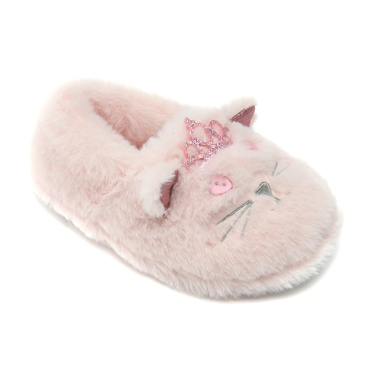 Новое поступление 2021, рождественские подарки, симпатичные розовые меховые тапочки с вышивкой, тапочки для детей, тапочки-слайды