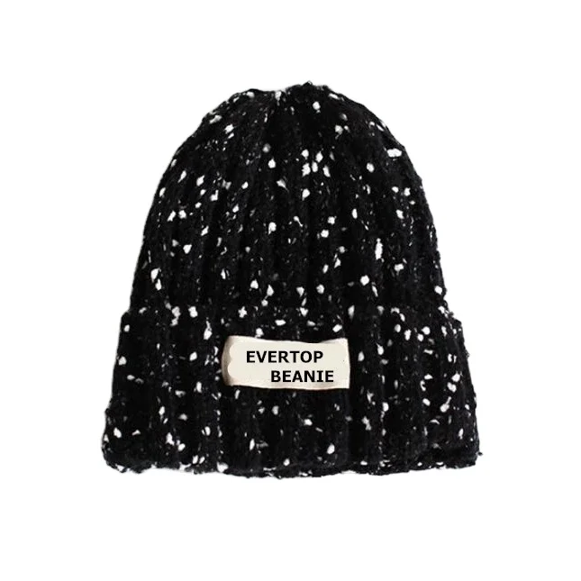 Funny dots cuff knitted beanie hat Fashion Korea style chunky knit warm winter hat