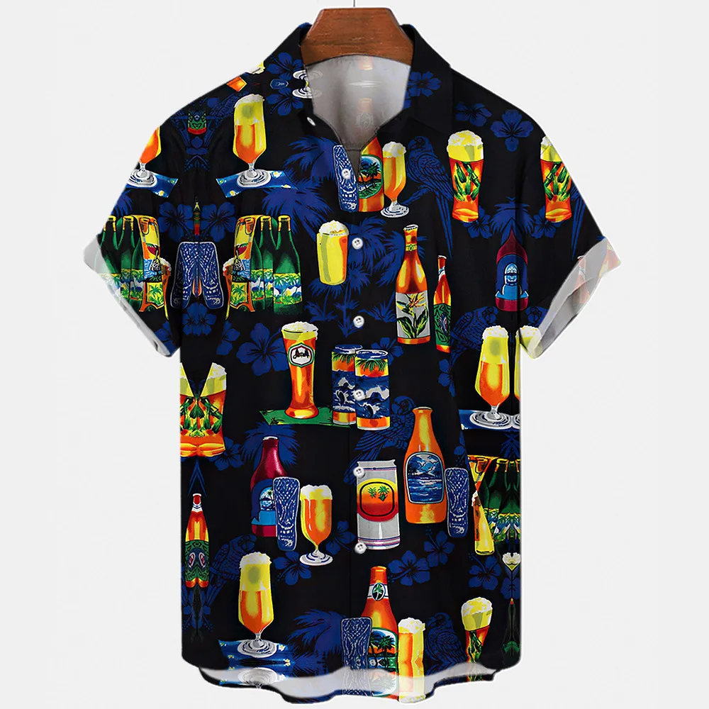 High Quality custom oem service short sleeve cotton comfort fit printed men hawaiian shirts