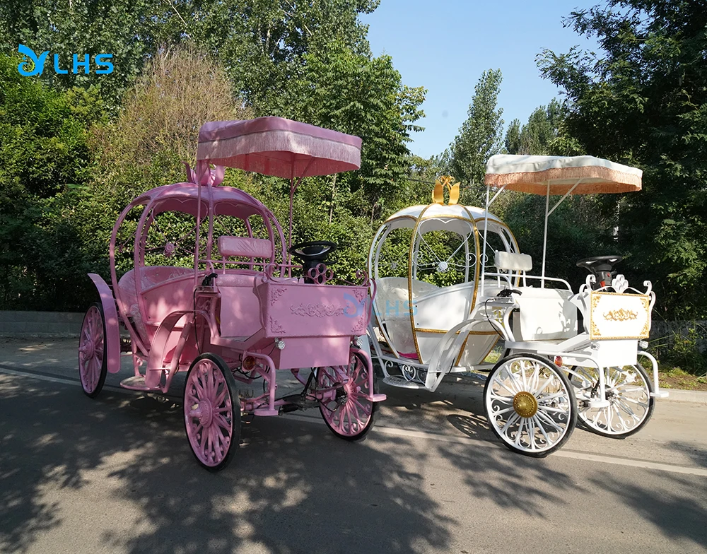 European style pumpkin wedding electric horse buggy  sightseeing caleches horse cart cinderella pumpkin horse carriage for sale