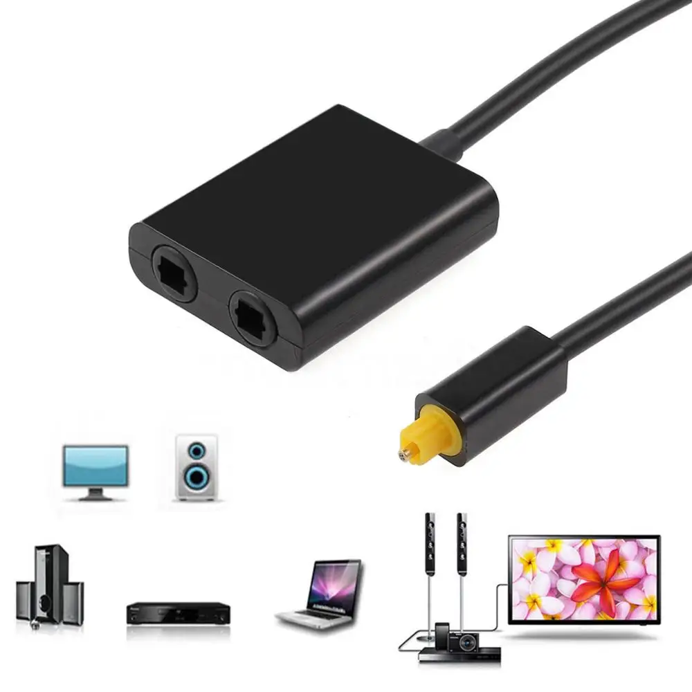GY02 Adapter 1 input 2 Output Dual Port Toslink one divide into two Audio patch cord Splitter Optical Fiber Audio Cable
