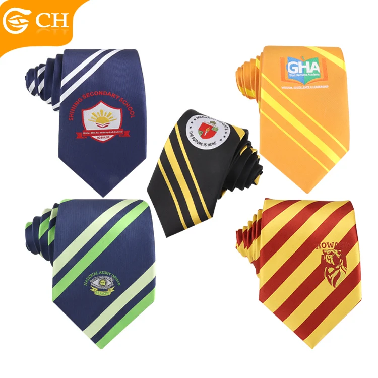 Professional Factory Woven School Neckties Custom Hot Sale Stripe Twill Polyester Ties Custom Logo Company Bank School Ties
