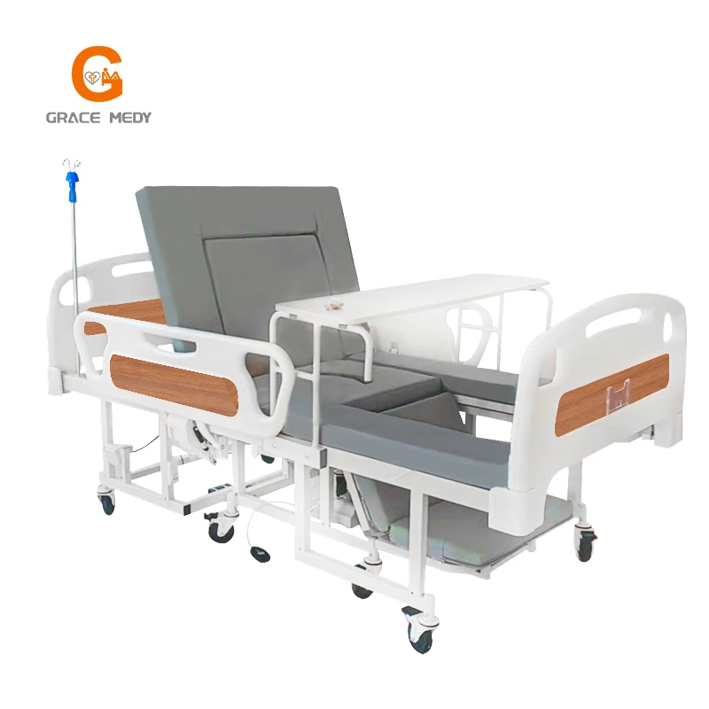 medical multifunction Electric Disabled Elderly Hospital Home Care patient nursing wheelchair bed with toilet